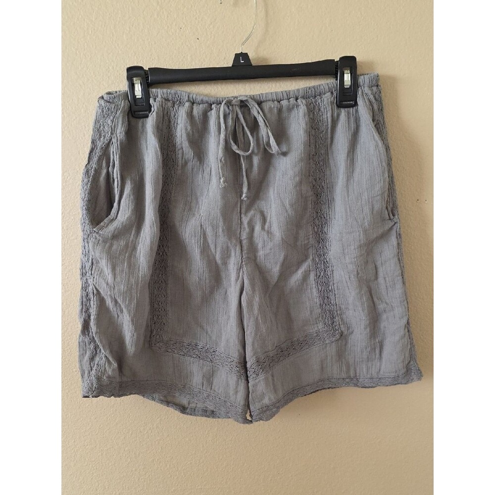 Free People Gray Crochet Lace Boho Beach Shorts - Size XS